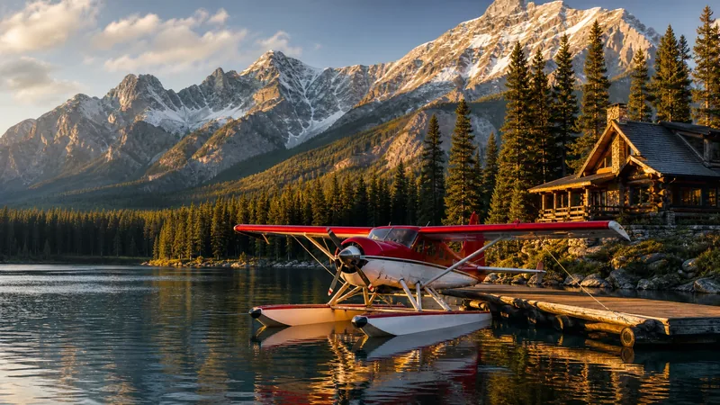 Floatplane tied up at a remote lake beside a log lodge, How to Start a Flightseeing or Air Taxi Business in Alaska