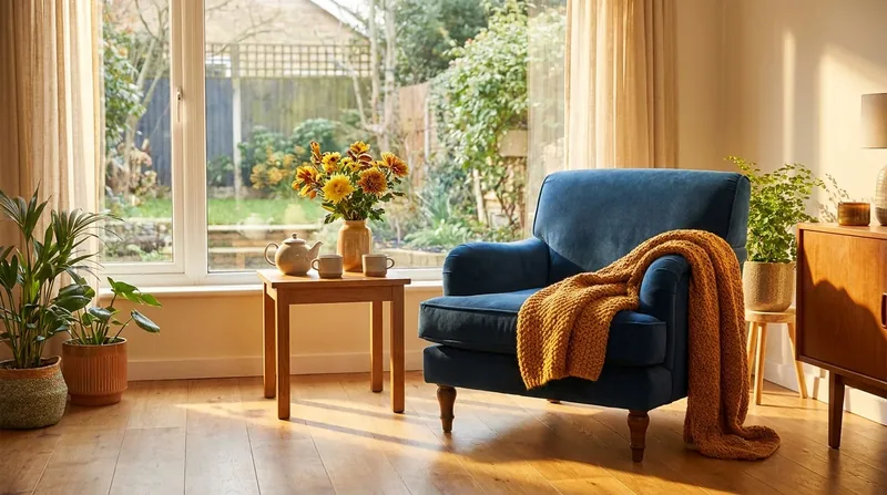 Sunlit sitting room with an armchair and blanket, How to Start an Assisted Living Home in Alaska