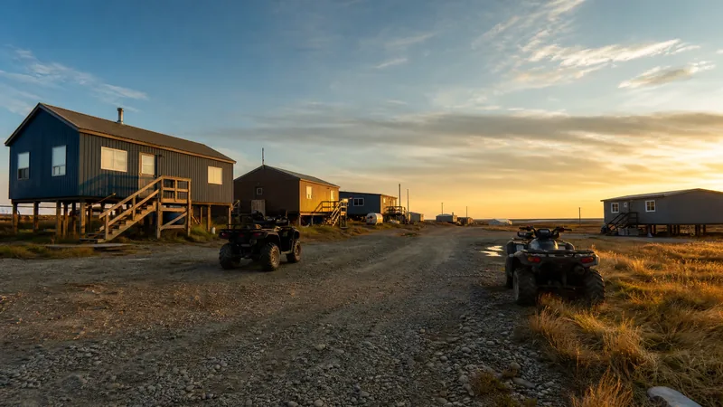 Flat tundra village street with low wooden buildings and a wide sky, Starting a Business in Rural Alaska