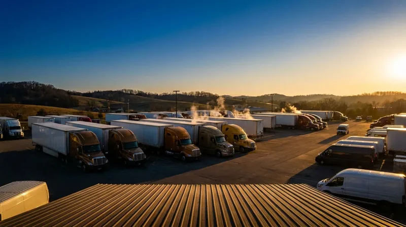 Box trucks and semis at a logistics yard, How to Start a Freight Broker Business in Alaska